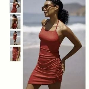 NWT Anthropologie Hutch Ruched Asymmetrical Mini Dress in Red